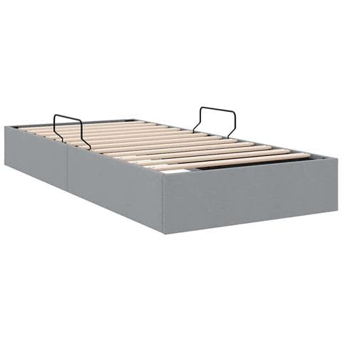 Letto con Contenitore Grigio Chiaro 203 x 100 cm Tessuto - Foto 9