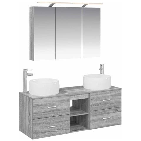 Set di mobili per il bagno 4 pcs Sonoma grigio - Foto 1