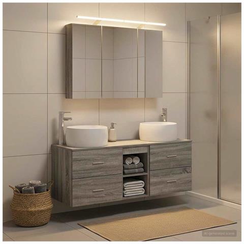 Set di mobili per il bagno 4 pcs Sonoma grigio - Foto 2
