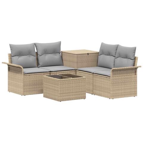 Set di divani 6 pz 4-Numero di posti Beige e Grigio Chiaro - Foto 1