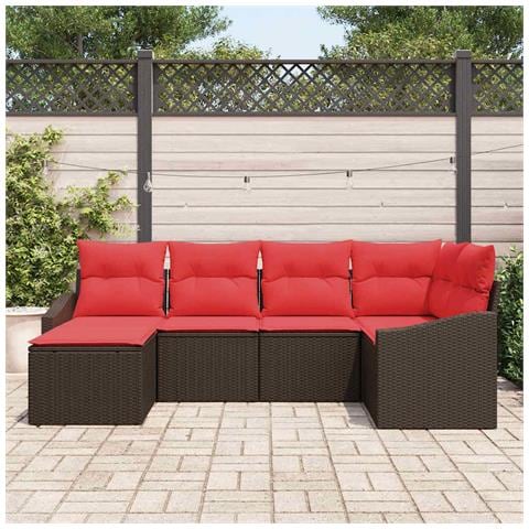 Set di divani 6 pz Marrone polyrattan - Foto 2