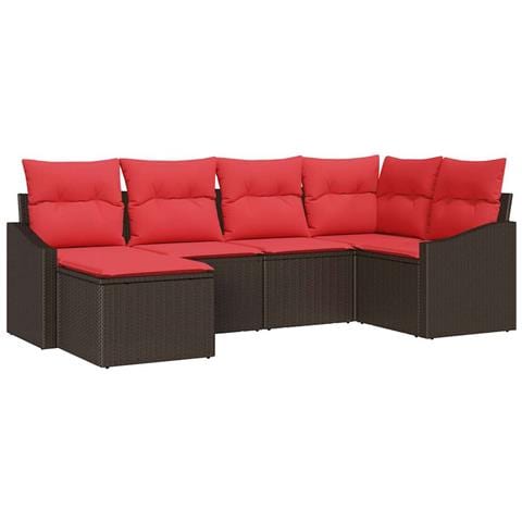Set di divani 6 pz Marrone polyrattan - Foto 1