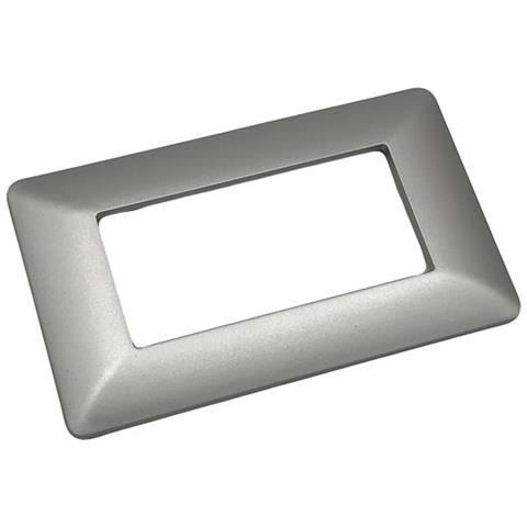 10 Placche Muro 4 Posti Moduli Argento Silver Opaco Compatibile Tipo Bticino Matix - Foto 1