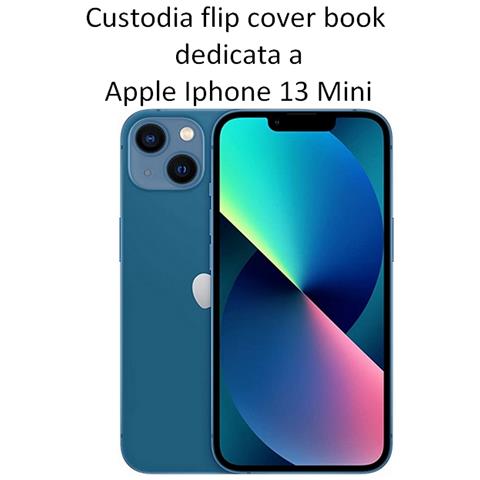 Smart Book Custodia Poket Silicone Flip Cover Case Per Apple Iphone 13 Mini Black - Foto 2