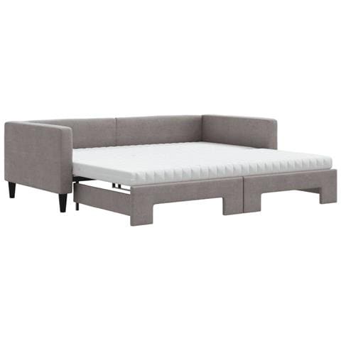 Divano Letto Estraibile Con Materassi Tortora 100x200cm Tessuto - Foto 1