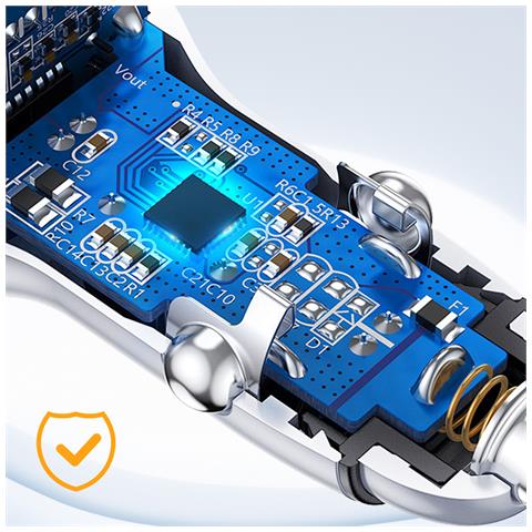 Caricabatterie Auto Per Accendisigari 36w Usb-c E Usb Ricarica Rapida, Bianco - Foto 2