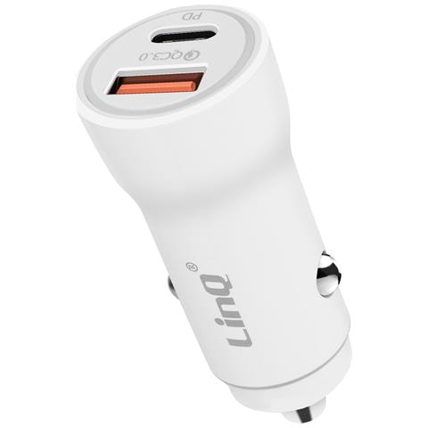 Caricabatterie Auto Per Accendisigari 36w Usb-c E Usb Ricarica Rapida, Bianco - Foto 1