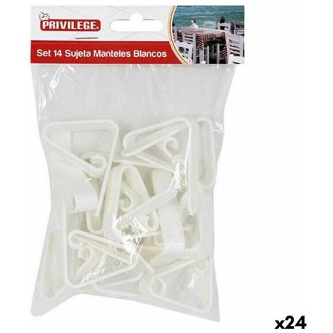 Molletta Per Mantenere La Tovaglia Privilege 59443 14 Pcs Bianco 4,5 Cm (14 Parti) (24 Unità) (4,5 Cm) - Foto 1
