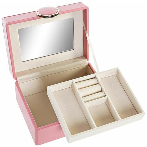 Scatola-portagioie 23 X 17 X 10 Cm Rosa Poliuretano Legno Mdf - Foto 1