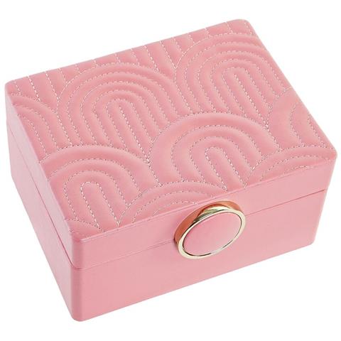 Scatola-portagioie 23 X 17 X 10 Cm Rosa Poliuretano Legno Mdf - Foto 2