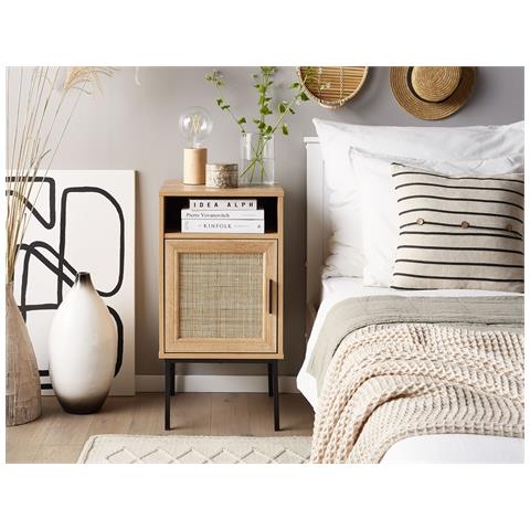Comodino Legno Chiaro E Nero 40 X 40 Cm Pasco - Foto 1