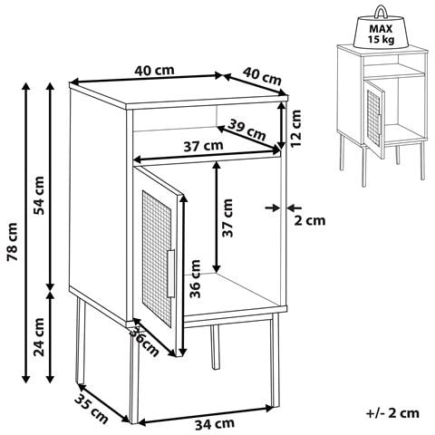 Comodino Legno Chiaro E Nero 40 X 40 Cm Pasco - Foto 8
