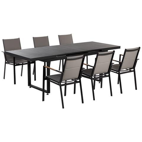 Set Da Pranzo 6 Posti Metallo Nero E Grigio Valcanetto /busseto - Foto 5