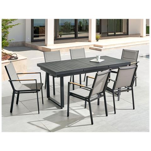 Set Da Pranzo 6 Posti Metallo Nero E Grigio Valcanetto /busseto - Foto 1