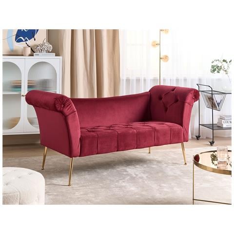 Chaise Longue Nantilly Velluto Rosso Scuro - Foto 1