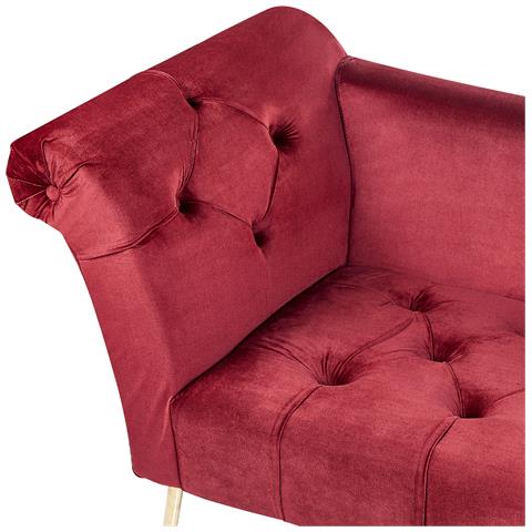 Chaise Longue Nantilly Velluto Rosso Scuro - Foto 7