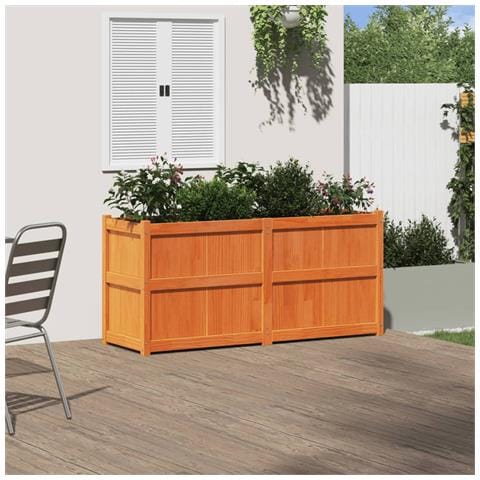 Fioriera Giardino Marrone Cera 150x50x70 Cm Legno Massello Pino - Foto 3