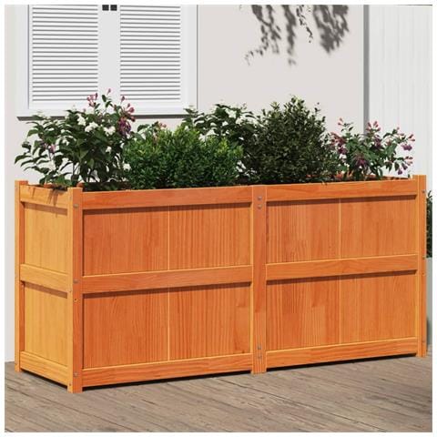 Fioriera Giardino Marrone Cera 150x50x70 Cm Legno Massello Pino - Foto 1