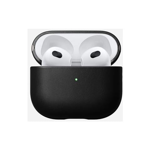 Cover Per Airpods 3 Modern Leather Robusta Con Fori Da Aggangio, Nero - Foto 2
