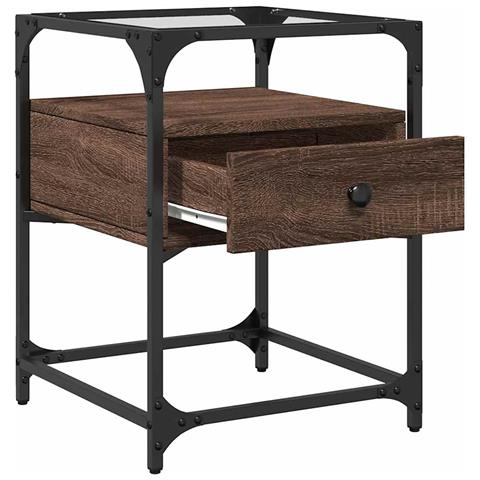 Comodini 2 Pz Rovere Marrone 40x40x55 Cm In Legno Multistrato - Foto 2