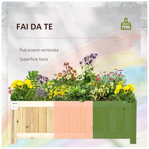 Fioriera In Legno Pieghevole Da Esterno Con Base Drenante, 70x30x25cm - Foto 2