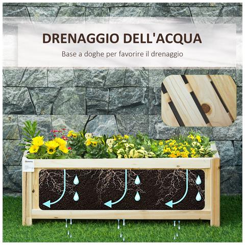 Fioriera In Legno Pieghevole Da Esterno Con Base Drenante, 70x30x25cm - Foto 6