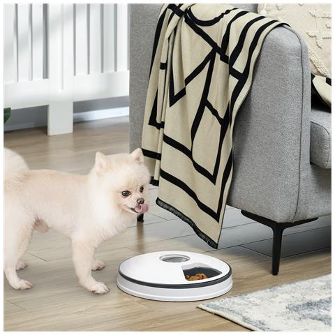 Distributore Automatico Cibo Cani E Gatti, 6 Pasti Ciotole Con Timer E Display Led A Batterie, Dispenser Cibo Per Piccoli Animali Con Musica - Foto 6