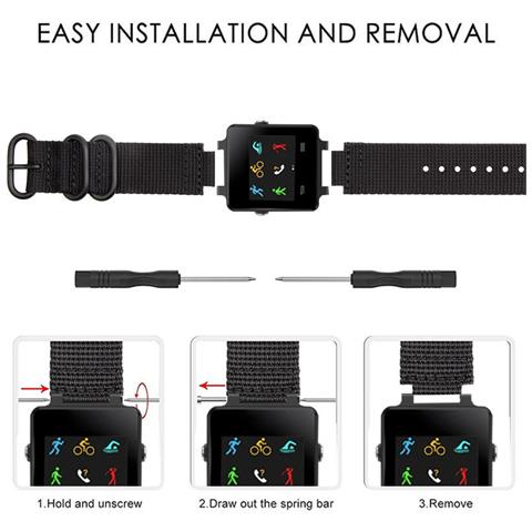 Cinturino In Nylon Per Garmin Vivoactive Acetato Black - Foto 2