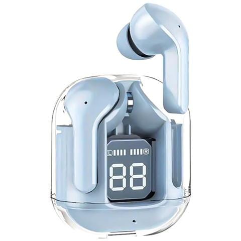 Auricolari Senza Fili Bluetooth Tws Crystal 5.3 Con Display A Led, Blu - Foto 1