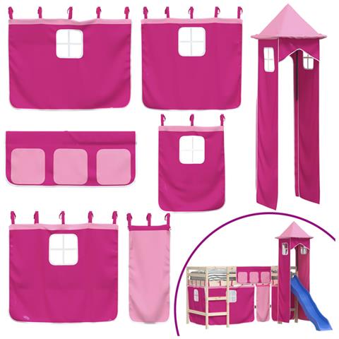 Tende Per Letto A Soppalco Con Torre Rosa In Poliestere - Foto 2