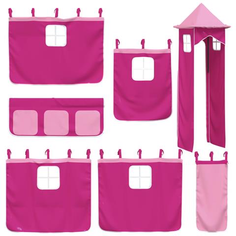 Tende Per Letto A Soppalco Con Torre Rosa In Poliestere - Foto 3