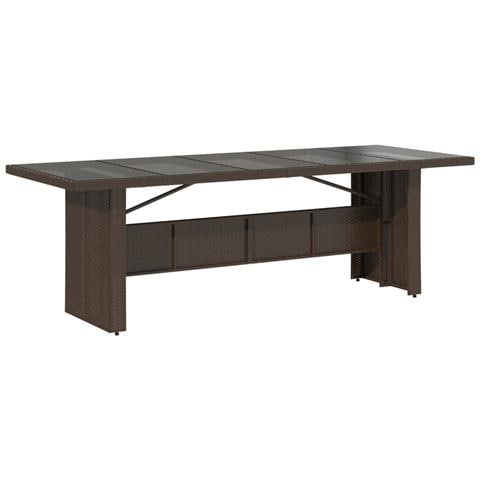 Tavolo Giardino Piano In Vetro Marrone 240x90x75 Cm Polyrattan - Foto 2