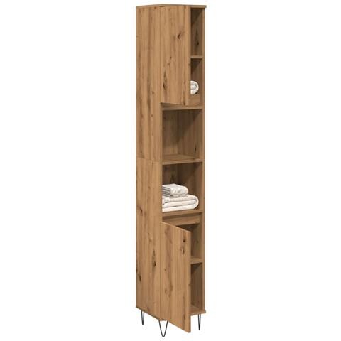 Armadietto Bagno Rovere 30x30x190 Cm Legno Multistrato - Foto 1