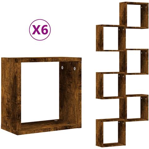 Mensole A Cubo 6 Pz Rovere Fumo 30x15x30 Cm - Foto 2