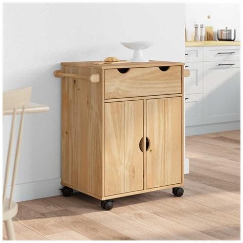 Carrello Da Cucina Otta 59x45x80 Cm In Legno Massello Di Pino - Foto 3