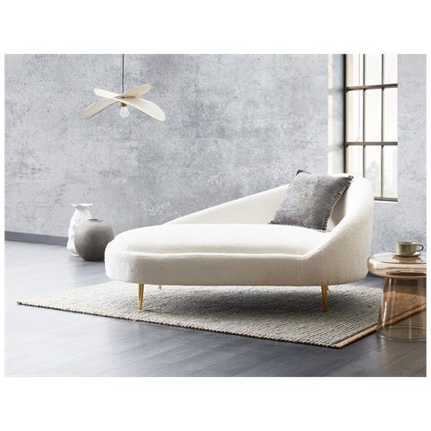 Chaise Longue Versione Destra Valreas Bouclé Bianco Sporco - Foto 1