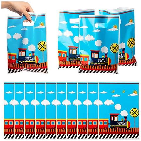 Borsa Regalo Impermeabile Con Motivo Treno - Confezione Da 50 Pezzi Festivi - Foto 1