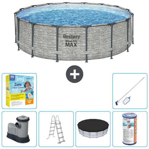 Piscina Fuori Terra - In Giro - 488x122 Cm - Grigio - Include Accessori Coordinati Cb36 - Foto 1
