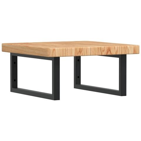 Ripiano A Parete Per Lavabo In Acciaio E Massello Di Rovere - Foto 1