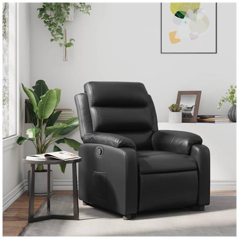 Poltrona Reclinabile Nera In Similpelle - Foto 8