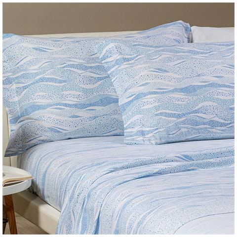 Completo Lenzuola Sky In Flanella Colore Blu Misura Singolo. Lenzuolo Inferiore 90x200 cm Con Angolo Max 25cm + Lenzuolo Superiore 160x280 cm + Federa 50x80 cm - Foto 3