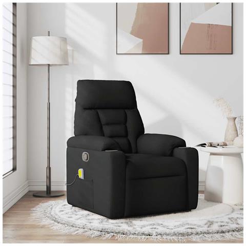 Poltrona Massaggiante Reclinabile Nera in Tessuto - Foto 2