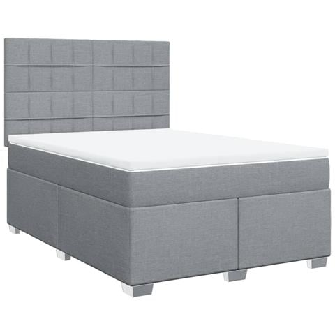 Giroletto a Molle con Materasso Grigio Chiaro 160x200cm Tessuto - Foto 1