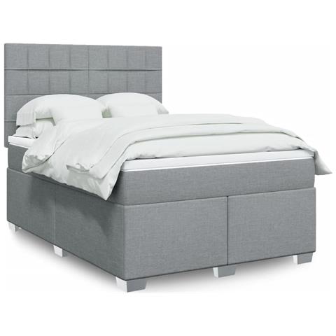 Giroletto a Molle con Materasso Grigio Chiaro 160x200cm Tessuto - Foto 2