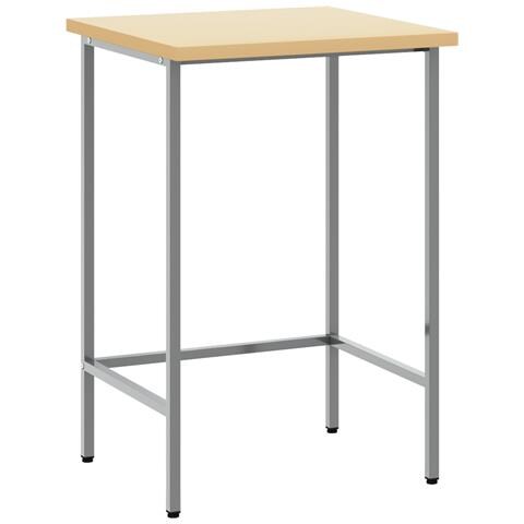 Tavolo da Lavoro Grigio 55x55x85 cm Acciaio e Legno ingegnerizzato - Foto 1