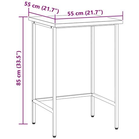 Tavolo da Lavoro Grigio 55x55x85 cm Acciaio e Legno ingegnerizzato - Foto 7
