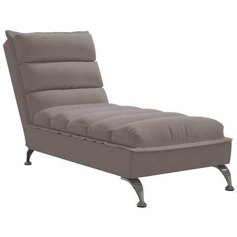 Chaise Longue con Cuscini Tortora in Tessuto - Foto 1