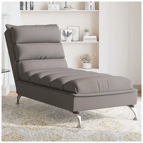 Chaise Longue con Cuscini Tortora in Tessuto - Foto 2