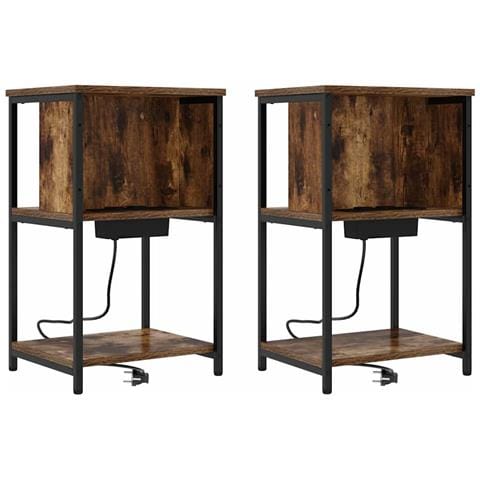 Armadio da Notte 2 pcs Rovere fumo 38 x 31 x 61 cm - Foto 1