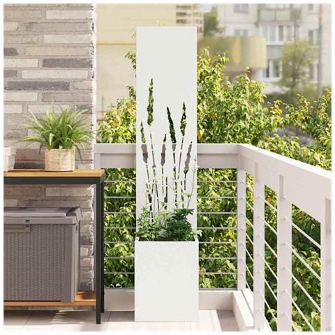Vaso da Giardino con Pannello Decorativo Bianco 32 x 140 cm - Foto 2